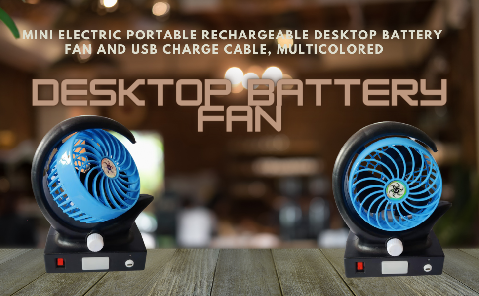 Mini Electric Portable Rechargeable Desktop Battery Fan and USB Charge Cable