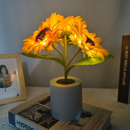 Rechargeable Sunflower Led Simulation Night Light Table Lamp Simulation Flowers Decorative Desk Lamp For Resturaunt Hotel Wedding Gift