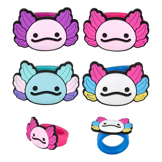 1.25" Axolotl Rubber Rings – Assorted Colours & Cute Designs