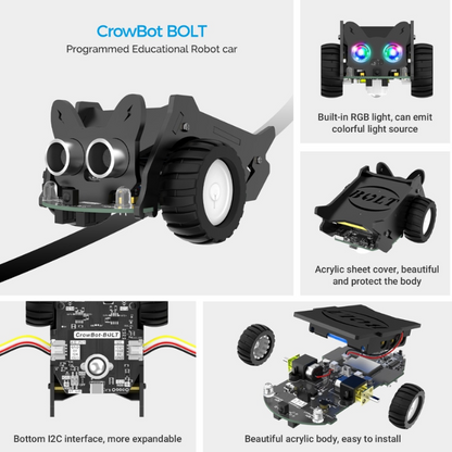 Elecrow - CrowBot BOLT - Open Source Programmable Smart Robot Car, STEAM Kit with Infrared Remote Control