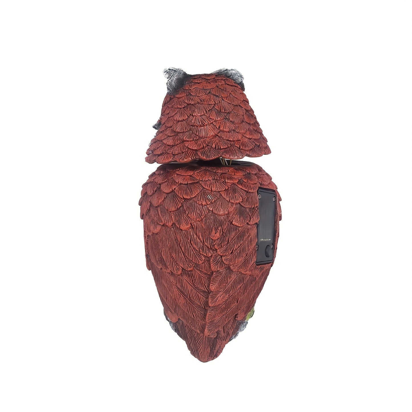 0207ba Resin Cartoon Owl Statue Outdoor Decor with Solar-Powered Glowing Eyes, Rotating Head, Ideal for Garden, Patio, Porch, Lawn, Festive Gifts for Christmas, Halloween, Hanukkah, Thanksgiving, Father's Day