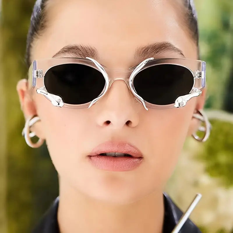 Snake Chic Oval Frame Sunglasses