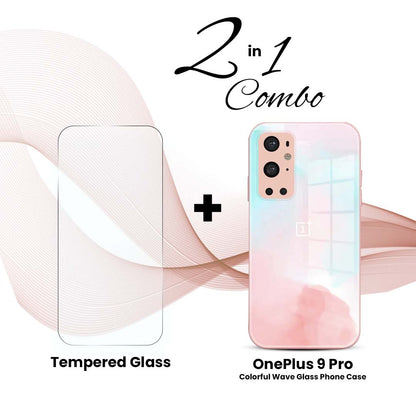 OnePlus (2 in 1 Combo) - Colorful Wave Glass Phone Case + Tempered Glass