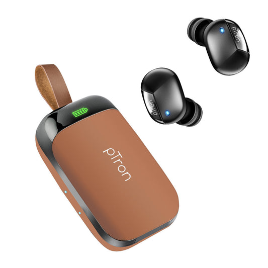 pTron Bassbuds Urban True Wireless Stereo Earphones with Deep Bass & Touch Control (Brown)
