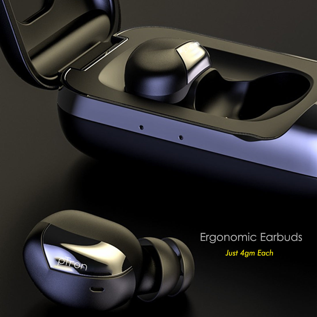 pTron Bassbuds Urban True Wireless Stereo Earphones with Deep Bass & Touch Control (Black)