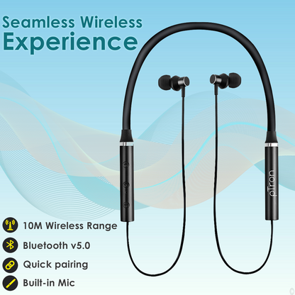 pTron Tangentbeat Magnetic In-Ear Wireless Bluetooth Headphones with Mic - (Black)