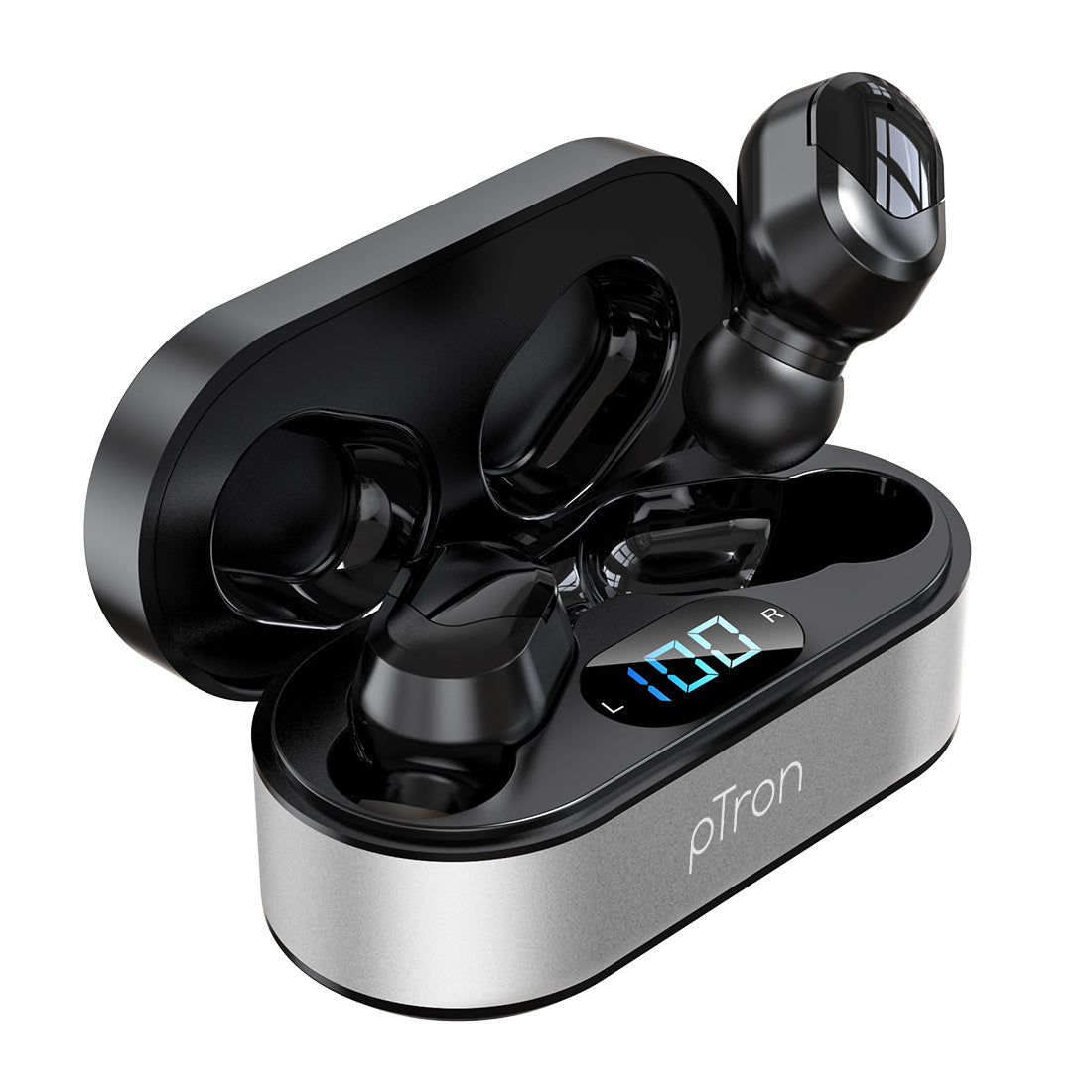 Made in India: pTron Bassbuds Plus In-Ear True Wireless Stereo Headphones with Mic - (Red & Black)