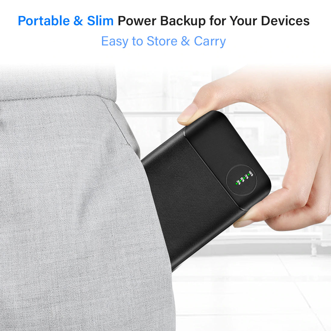 pTron Dynamo Pro 10000mAh 18W QC3.0 PD Power Bank, Made in India, Fast Charge, Type-C & Micro USB Input Ports, with 18W Type C Mini Cable for Smartphones & Other Smart Device - (Black)