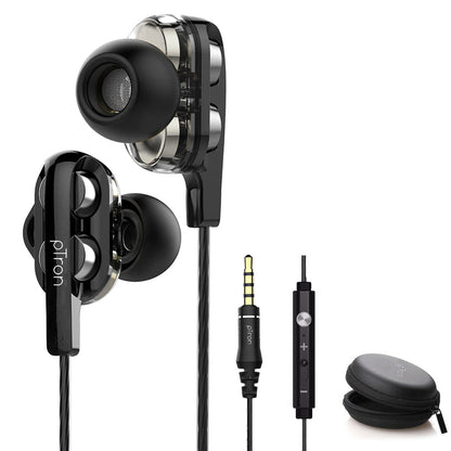 PTron Boom Ultima 4D Deep Bass Stereo Earphones Dual Driver Sports Headset with Mic for All Smartphones