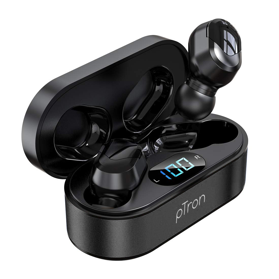 Made in India: pTron Bassbuds Plus In-Ear True Wireless Stereo Headphones with Mic - (Red & Black)