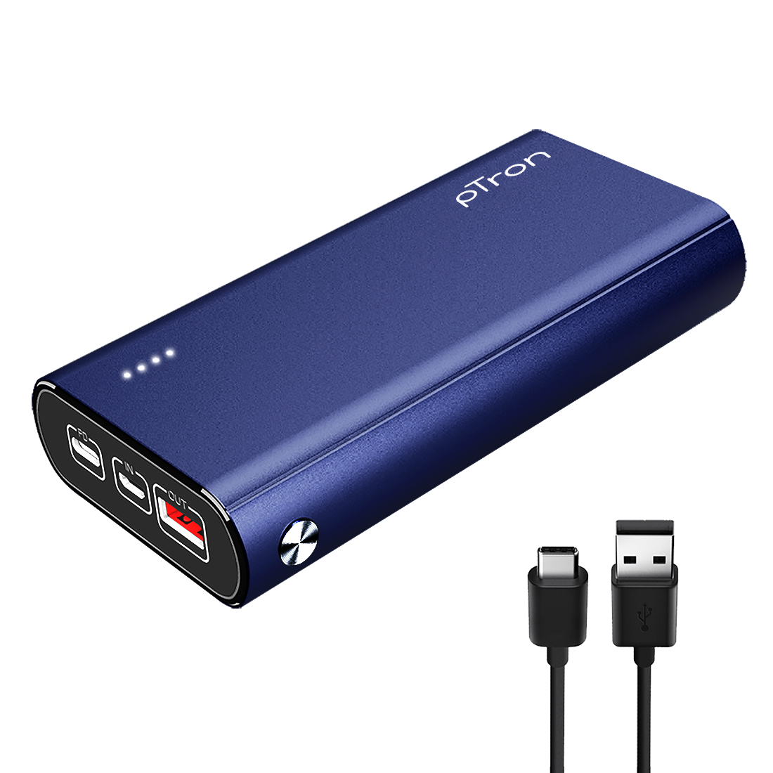 pTron Dynamo Zip 20000mAh Power Bank, 18W Fast Charge Type-C, Sturdy Design, Type-C & Micro USB Input Ports, Safe & Reliable, Li-Polymer Power Bank for Smartphones & Other Smart Device - (Blue)