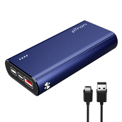 pTron Dynamo Zip 20000mAh Power Bank, 18W Fast Charge Type-C, Sturdy Design, Type-C & Micro USB Input Ports, Safe & Reliable, Li-Polymer Power Bank for Smartphones & Other Smart Device - (Blue)