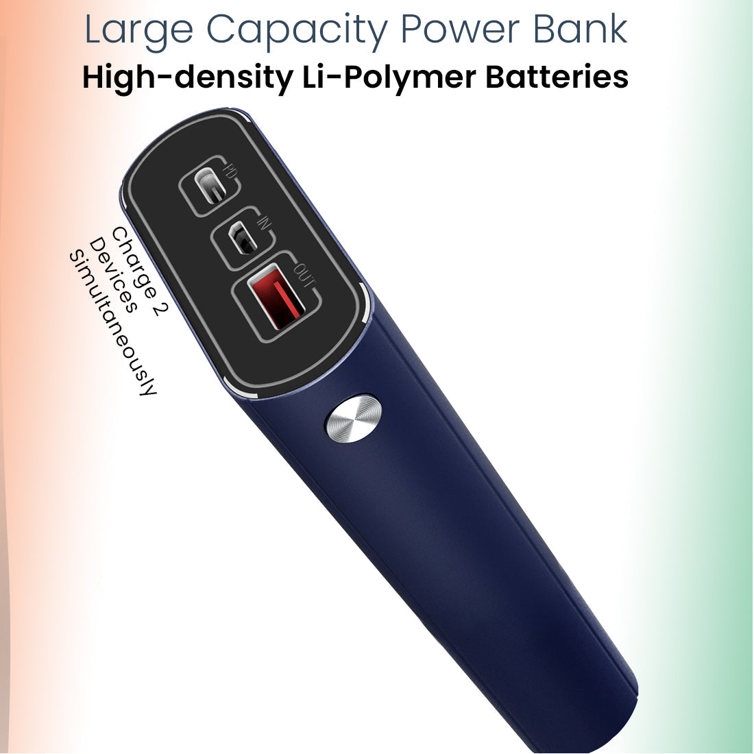 pTron Dynamo Zip 20000mAh Power Bank, 18W Fast Charge Type-C, Sturdy Design, Type-C & Micro USB Input Ports, Safe & Reliable, Li-Polymer Power Bank for Smartphones & Other Smart Device - (Blue)