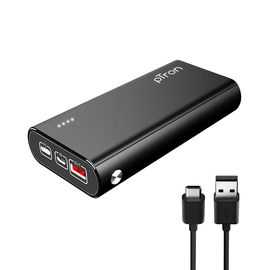 pTron Dynamo Zip 20000mAh Power Bank, 18W Fast Charge Type-C, Sturdy Design, Type-C & Micro USB Input Ports, Safe & Reliable, Li-Polymer Power Bank for Smartphones & Other Smart Device - (Black)