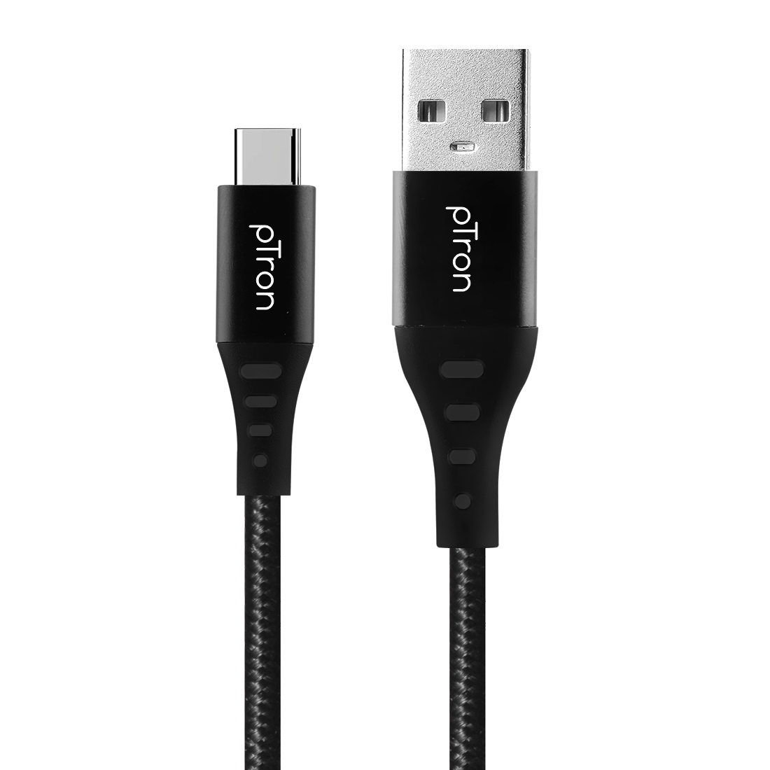 pTron Solero TB301 3A Type-C Data & Fast Charging Cable, Made in India, 480Mbps Data Sync, Strong & Durable 1.5 m Nylon Braided USB Cable for Type-C Devices - (Black)