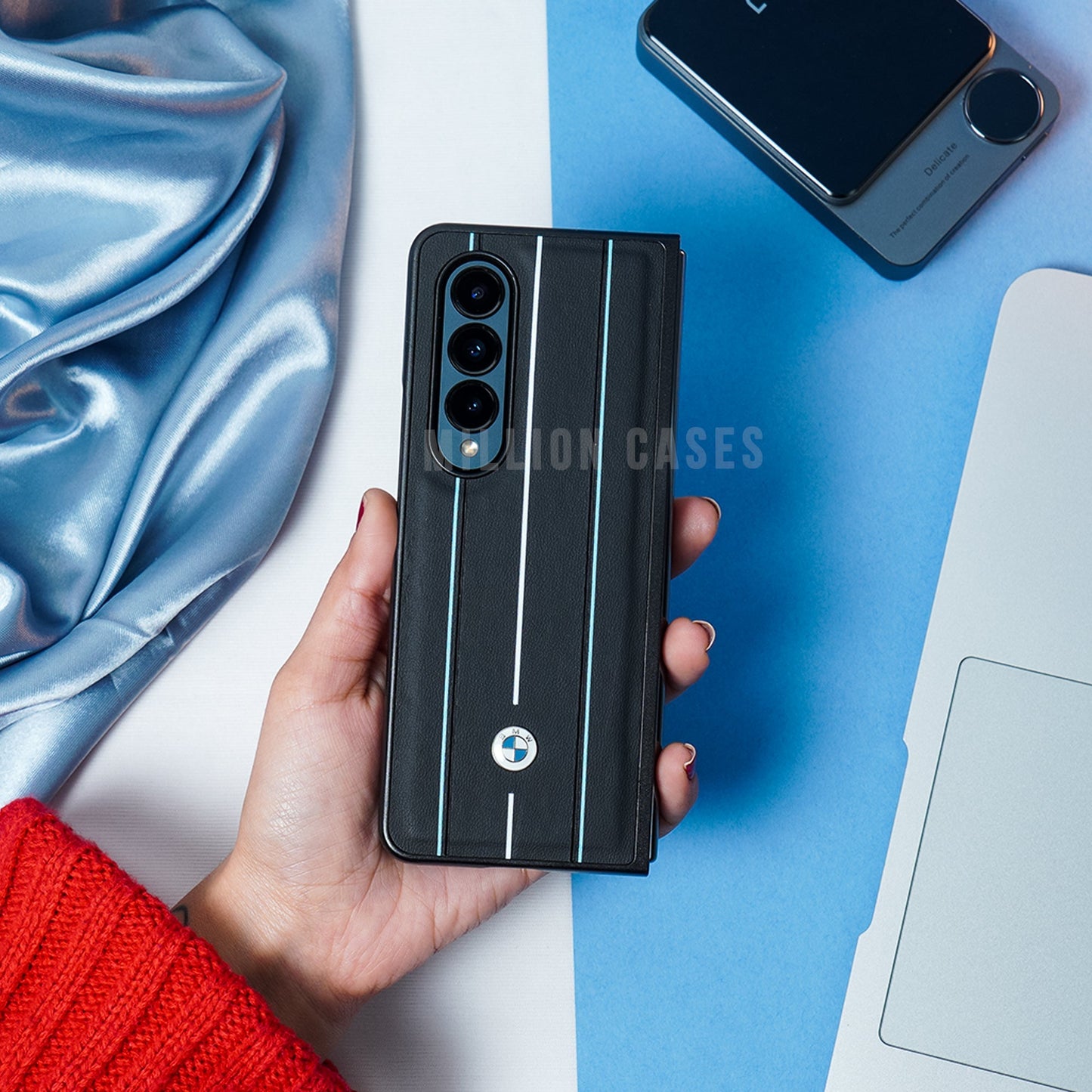 Galaxy Z Fold4 BMW Luxury Logo Stripe Case