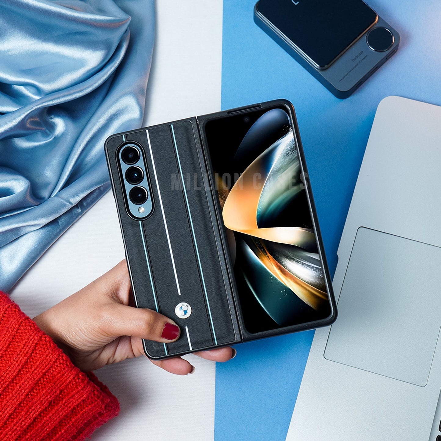 Galaxy Z Fold4 BMW Luxury Logo Stripe Case