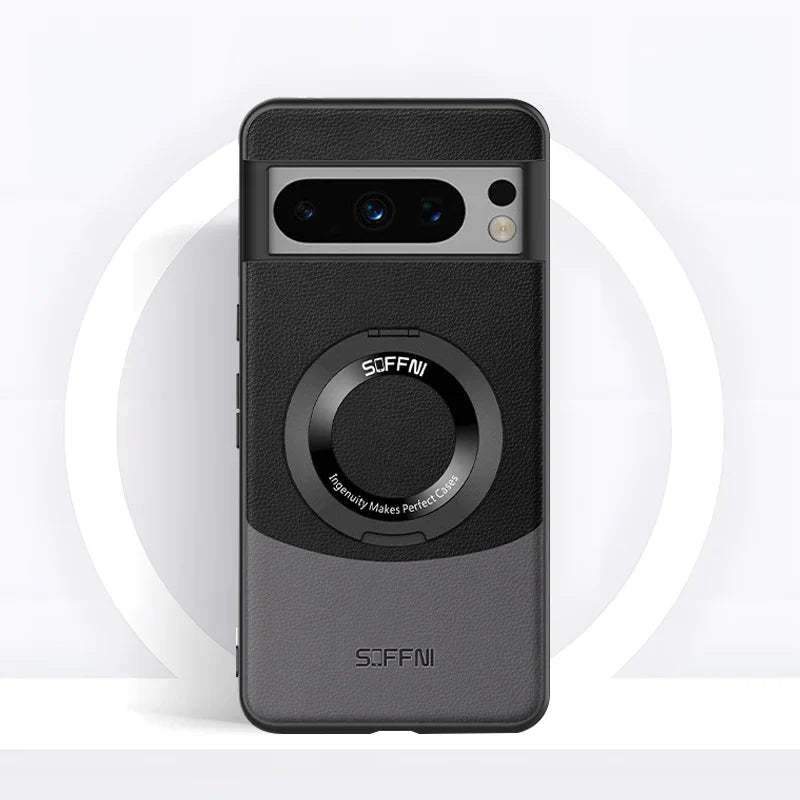 Magnetic Ring Contrast Leather Case - Google Pixel