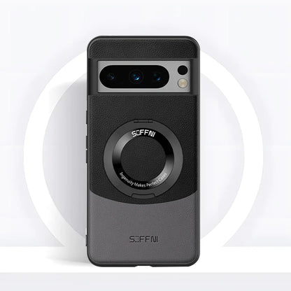 Magnetic Ring Contrast Leather Case - Google Pixel