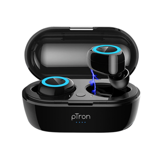 pTron Bassbuds in-Ear True Wireless Bluetooth Headphones (TWS) with Mic - (Black)