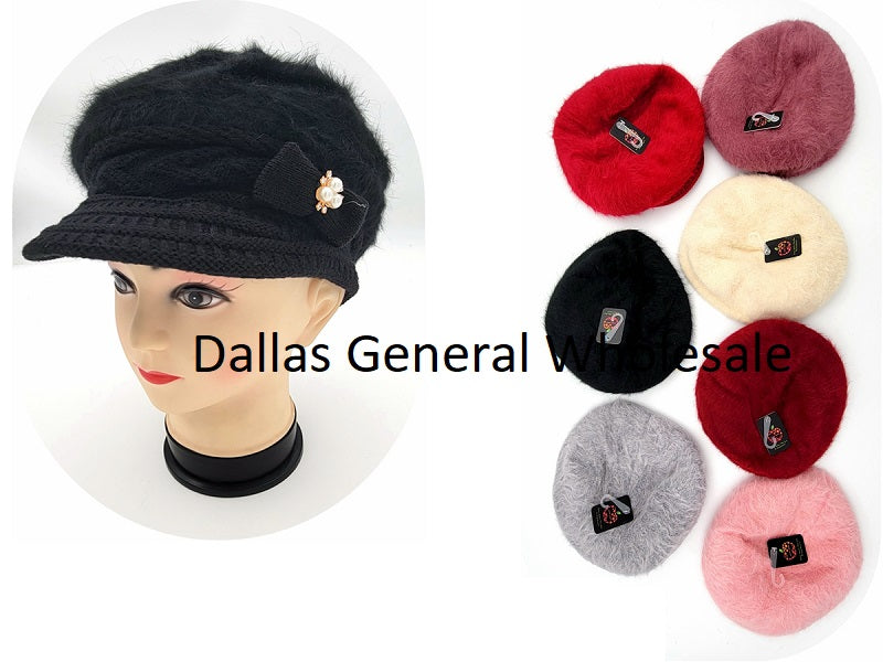 Wholesale Winter Visor Beanies Caps For Girls - Assorted