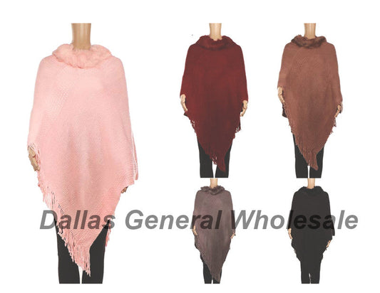 Wholesale Women Winter Sweater Ponchos - Assorted