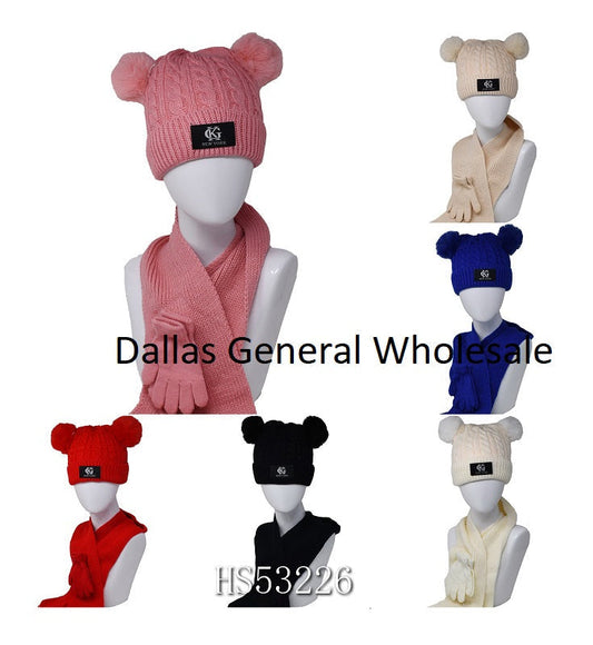Winter Hats Gloves & Scarf Set For Girls Wholesale