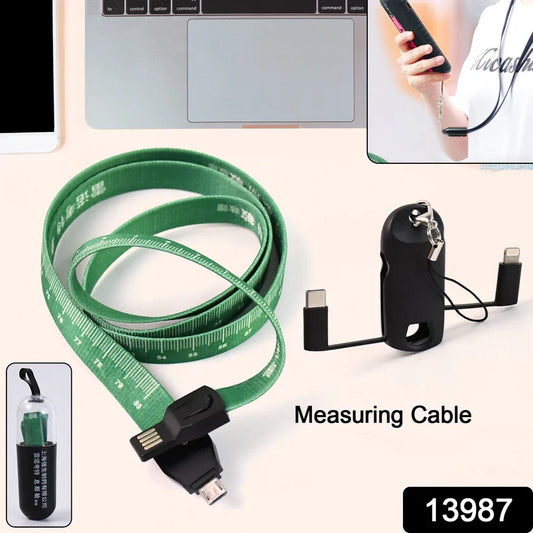 Multi-Usb Charging Cable With Measuring Tape Lanyard