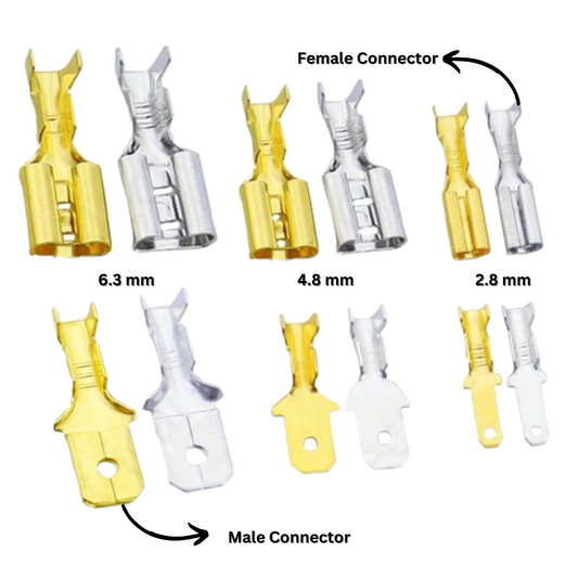 Lugs Thimble Pins Non-Insulated Spade Crimp Battery Connectors [Random Colour]