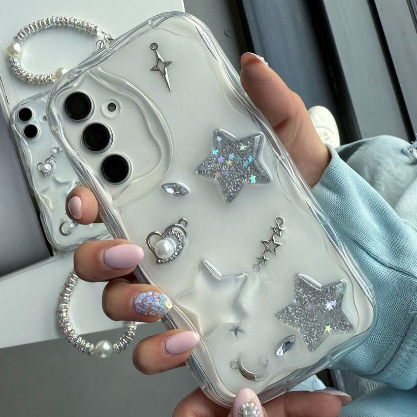 Star Glitter Case with Charm - Samsung