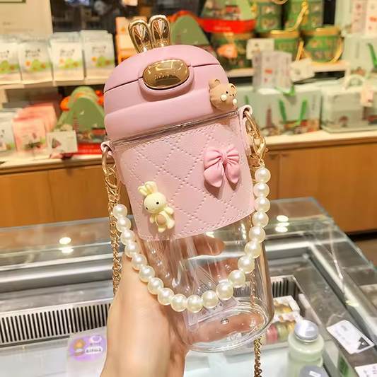 Chic Bunny Tumbler With Beaded Charm