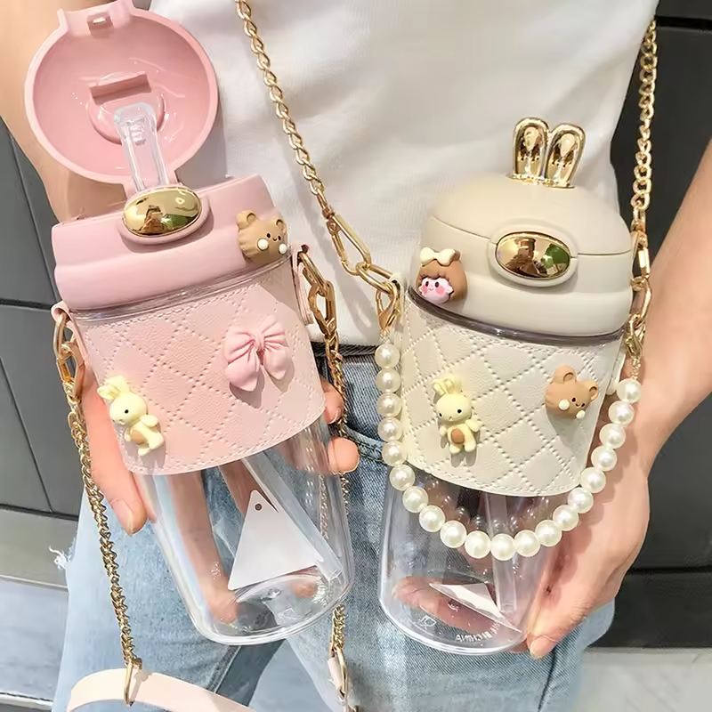 Chic Bunny Tumbler With Beaded Charm