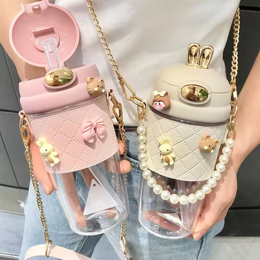 Chic Bunny Tumbler With Beaded Charm