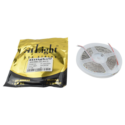 HiLight 12V 12W/m Blue 8mm 5 Meter LED Strip in 2835 Package