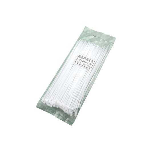 200 x 2.5 mm White Nylon Zip Tie