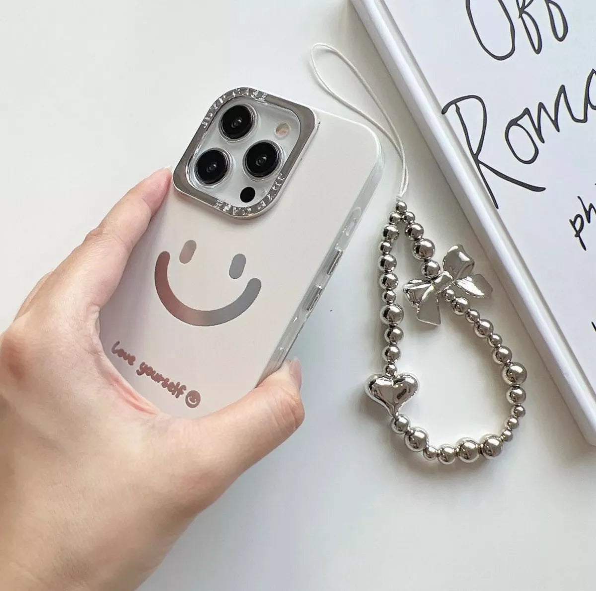 Cheerful smiley face Case with Phone Charm - iPhone