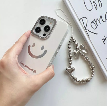 Cheerful smiley face Case with Phone Charm - iPhone