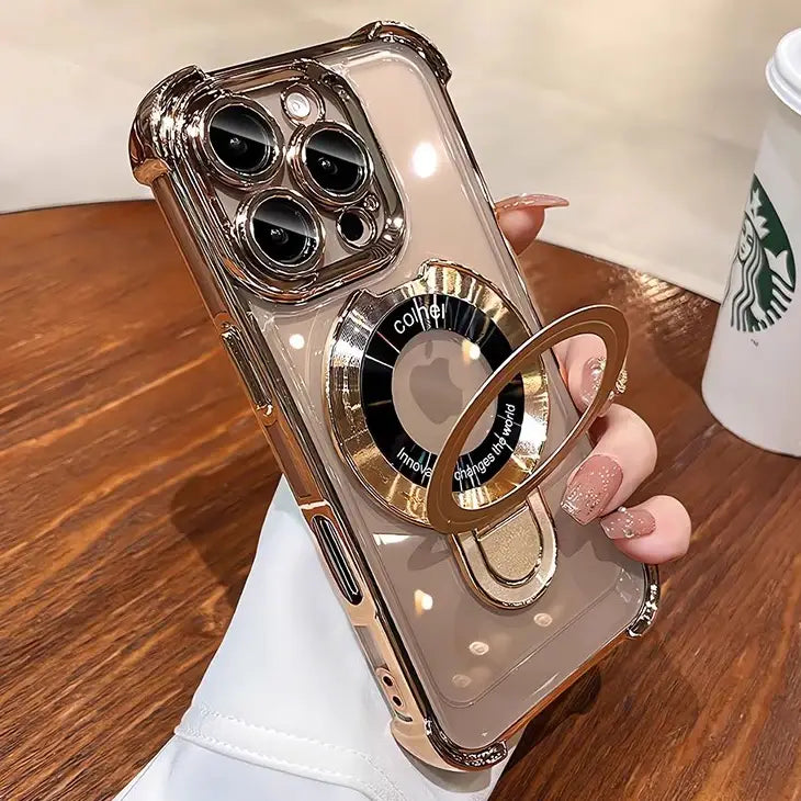 Luxury Plating Magnetic Bracket Case - iPhone