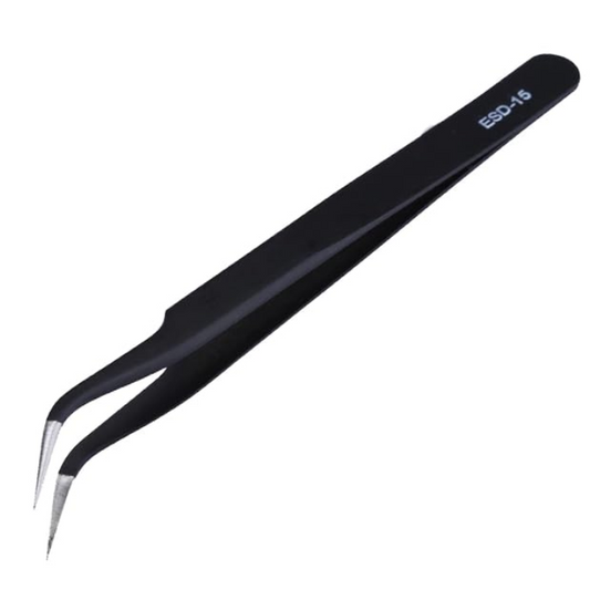 ESD-15 Black Tweezer Cross Tip Anti-Static