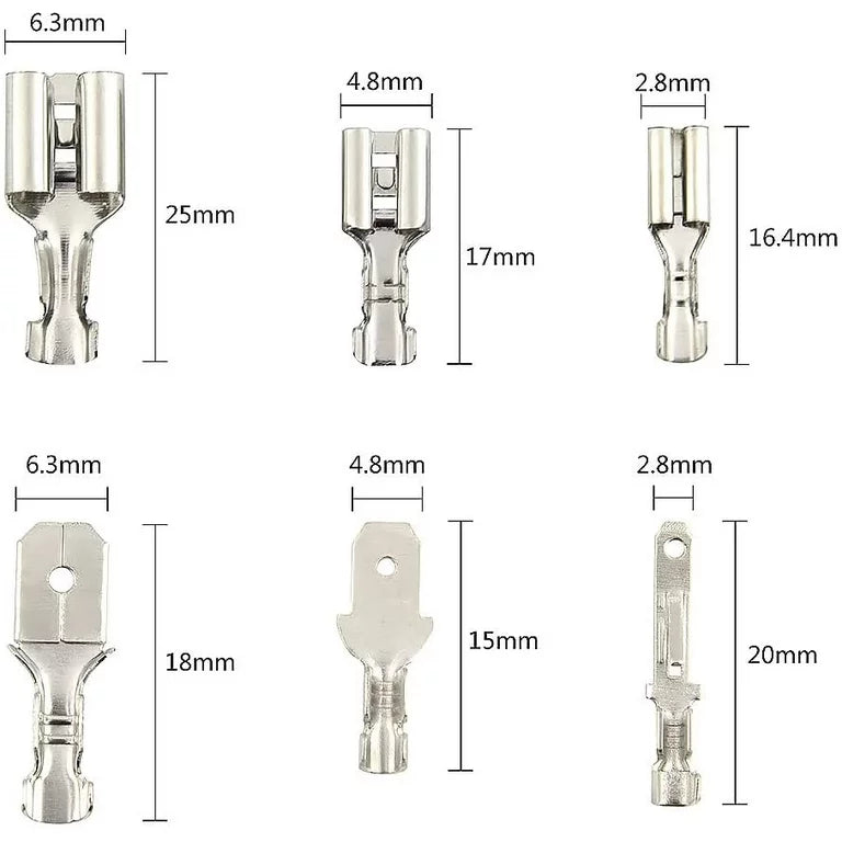 Lugs Thimble Pins Non-Insulated Spade Crimp Battery Connectors [Random Colour]