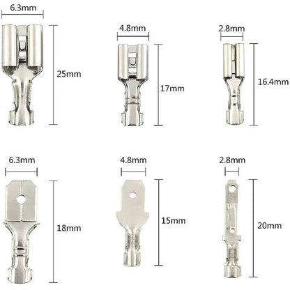 Lugs Thimble Pins Non-Insulated Spade Crimp Battery Connectors [Random Colour]