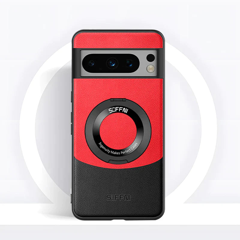 Magnetic Ring Contrast Leather Case - Google Pixel