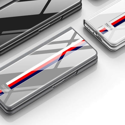 Galaxy Z Fold4 Luxury Colored Strap Glass Flip Case