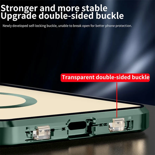 Dual Magnetic Metal Body Magsafe Glass Case - iPhone