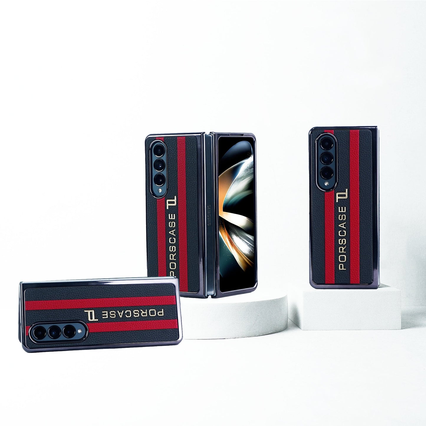 Galaxy Z Fold4 Porscase Logo Stripe Fusion Pattern Case