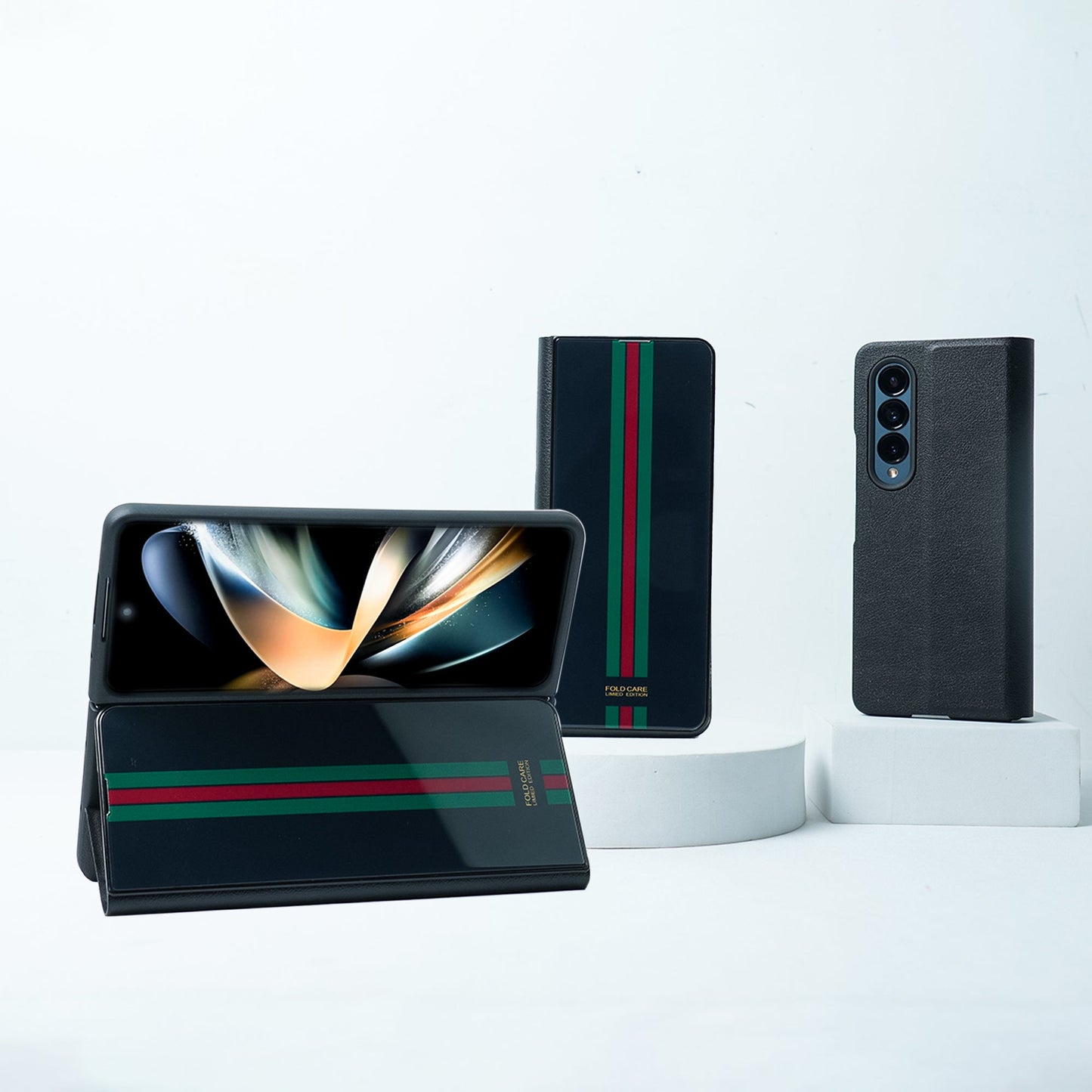 Galaxy Z Fold4 Premium Striped Glass Flip Case