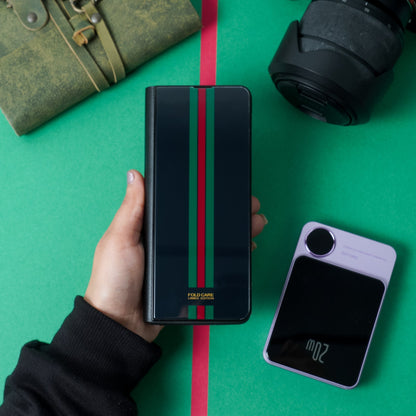 Galaxy Z Fold4 Premium Striped Glass Flip Case