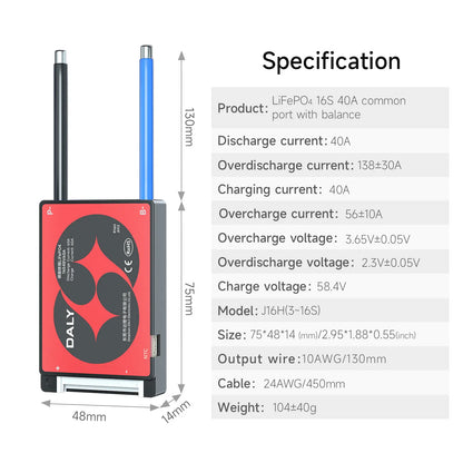 Daly: H-Series LiFePO4 BMS LFP Standard Battery Management System with Common Port