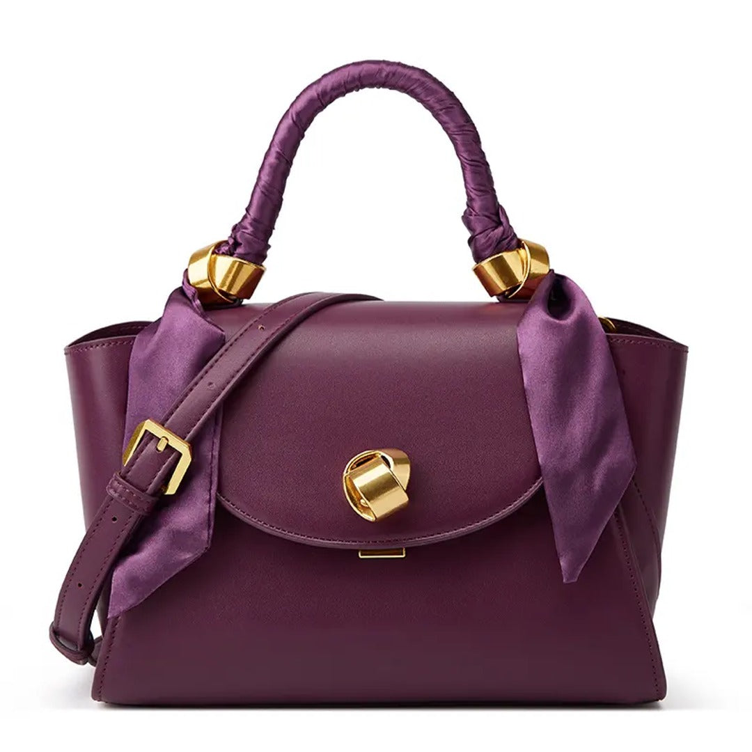 Elegant Top Handle Bag with Silk Scarf Accent