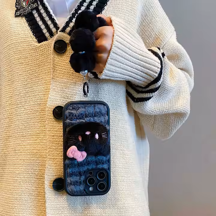 Cute Fluffy Kitty Plush Phone Case